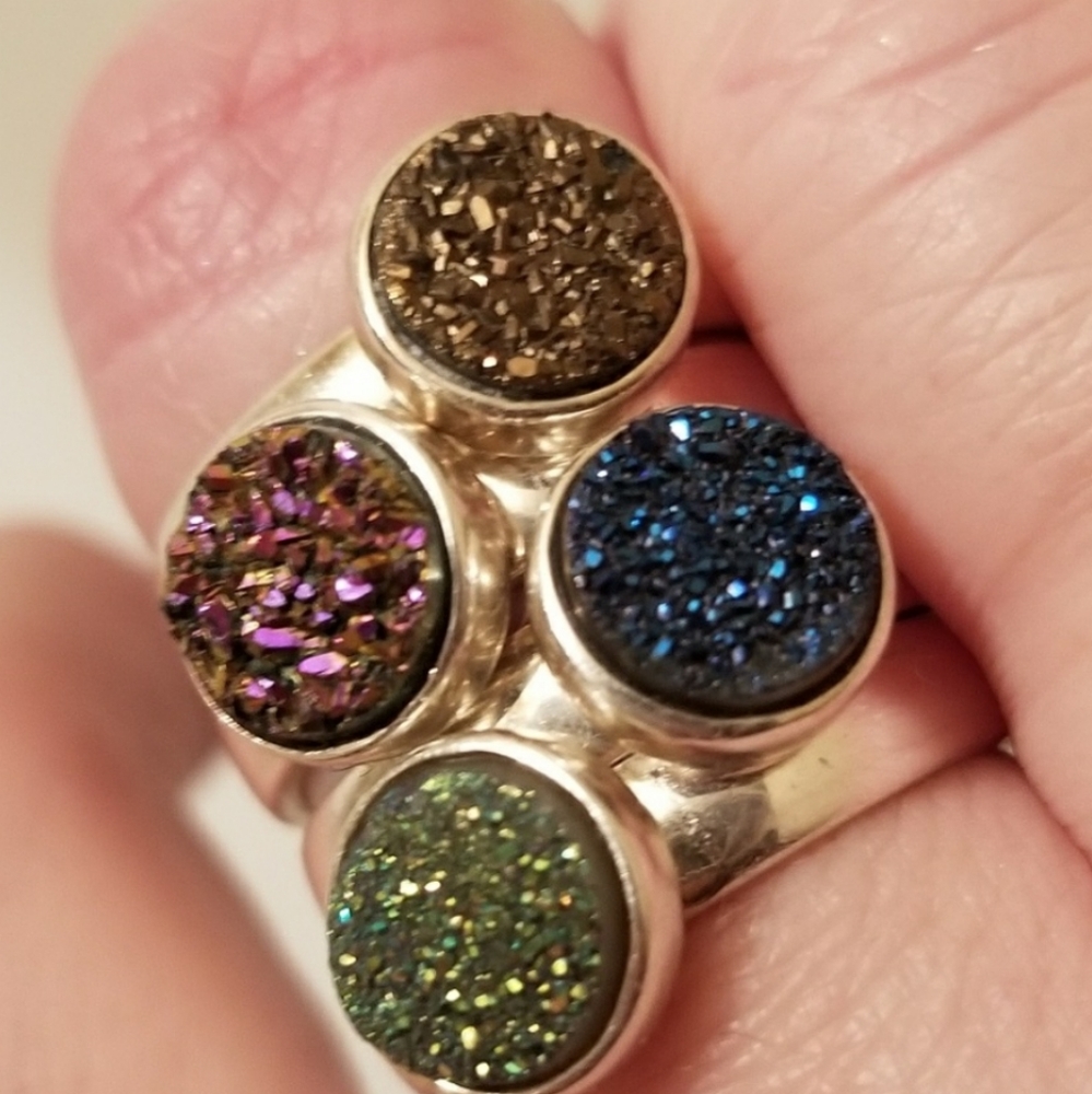 Druzy Quartz & Sterling Silver ring - Picture 2 of 10